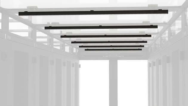 Belysning kan monteras i korridoren med upphöjt tak. F-rack Systems