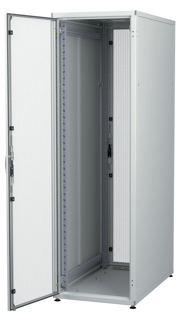 SZB IT 44AA 42U 600x1000mm serverrack RAL7035 med ventilerande dörrar fram och bak, 2 par 19" rackskenor.